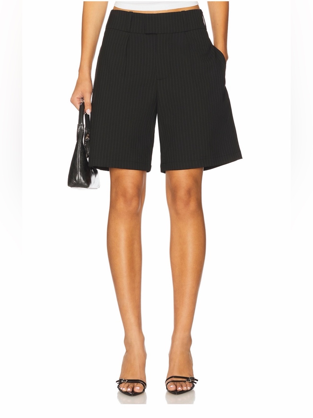 NIIHAI The London Suit Shorts Black Pinstripe Women's Bermuda Shorts